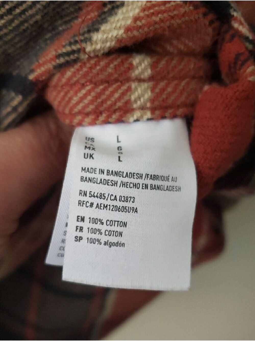 American Eagle Outfitters Brick Redish Rust Orange Plaid Heavy Flannel/Shacket - Picture 8 of 9